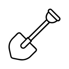 Shovel outline vector icon illustration digging tool gardening equipment construction implement isolated