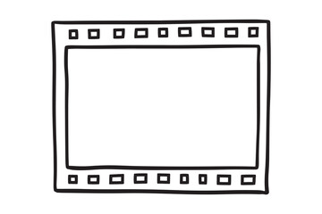 Negative film or Concept retro slides showing icon doodle hand drawn. Outline Negative film line drawing clipart symbol