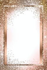 Elegant e-commerce frame with soft rose gold and gold glitter accents