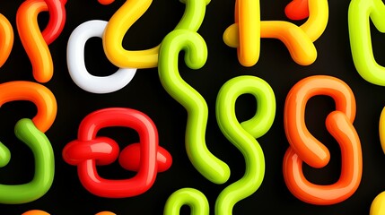 Abstract colorful shapes on black background