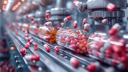 Floating 2D drug compatibility alerts displayed above 3D medication dispenser ensuring safe and accurate pharmaceutical care for patients