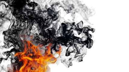 fire and smoke on a transparent background, PNG image, PNG file, Generative art.