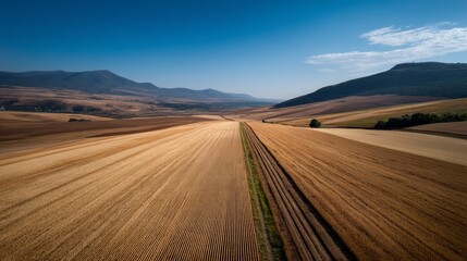A wide shot captures a golden wheat field under a clear sky, with amber stalks swaying gently in the warm afternoon light, signaling a rich harvest ahead