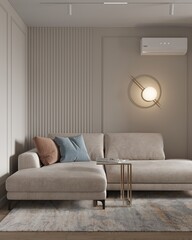 Cozy modern living room interior have sofa and decor accessories with white color wall- 3D rendering