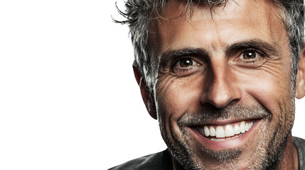 Fototapeta premium a portrait of an older man smiling with a on a transparent background, PNG image, PNG file, Generative art.