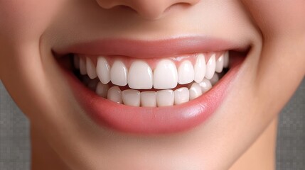 Fototapeta premium Confident Smile with Glossy Lips and Friendly Expression