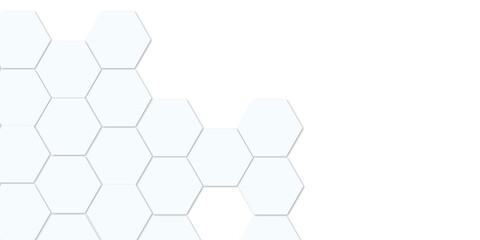 Abstract white hexagon vector wallpaper with hexagon grid realistic geometric mesh cells texture minimal futuristic medical concept hexagon on transparent background. 