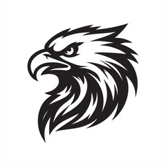 Obraz premium Fierce Eagle Head Logo – Black and White Vector Mascot Illustration with Tribal Style Design