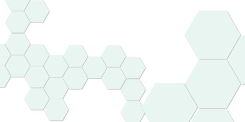 Fototapeta premium Abstract white hexagon vector wallpaper with hexagon grid realistic geometric mesh cells texture minimal futuristic medical concept hexagon on transparent background. 