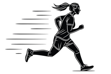 Female Soccer Player Kicking Ball – Dynamic Sports Illustration – Women’s Football Vector Art