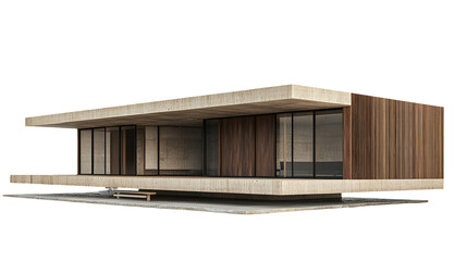 a model of a modern home made out of wood on a transparent background, PNG image, PNG file, Generative art.