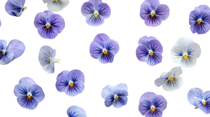 a pattern of blue flowers on a transparent background, PNG image, PNG file, Generative art.