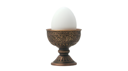 a golden egg in a candlestick on a transparent background, PNG image, PNG file, Generative art.