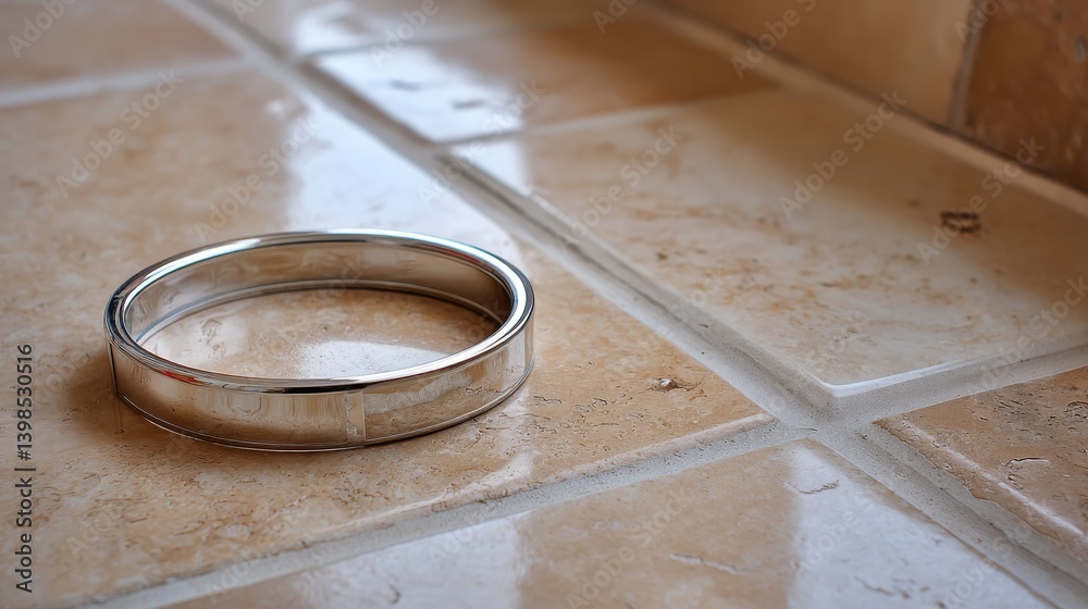 Aufkleber sleek silver bangle rests on a smooth ceramic tile, highlighting its handcrafted detail and minimali
