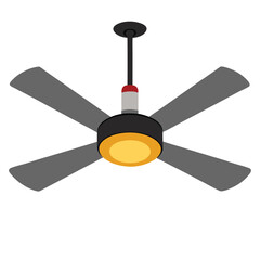 ceiling fan with light on white background 