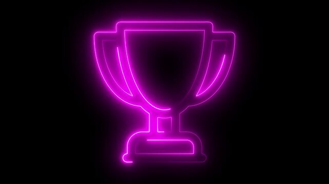 Glowing neon line Award cup icon isolated on black background. Winner trophy symbol. Championship or competition trophy. Sports achievement sign. Victory triumph of person, congratulation on trophy 