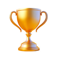 Fototapeta premium 3d realistic golden trophy cup. Cartoon illustration icon on isolated background.