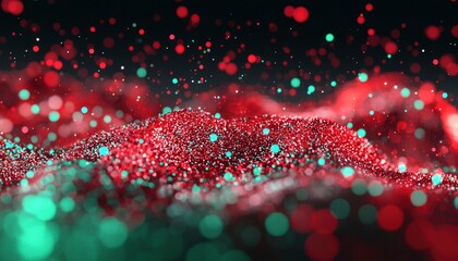 Abstract Red and Teal Particles