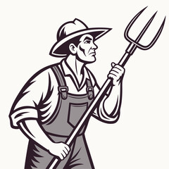 Farmer with Pitchfork    a premium AI-generated simple vector icon with an agriculture