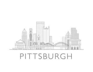 Pittsburgh, Pennsylvania cityscape illustration skyline drawing
