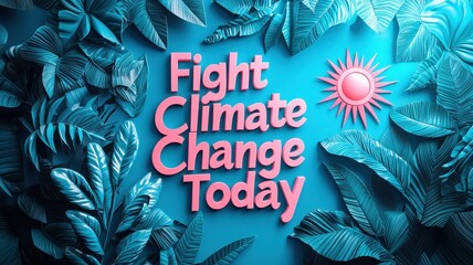 World environment day with conservation and action idea. Fight climate change with vibrant tropical artwork.