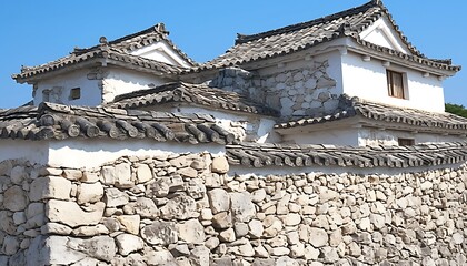 Japanese Stone Houses Sunny Day