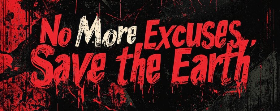 World environment day with conservation and action idea. No more excuses, save the earth message in bold colors.