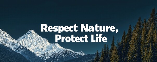 World environment day with conservation and action idea. Respect nature and wildlife conservation message with mountains.
