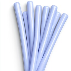 Pale Lavender Cylindrical Objects on White Background