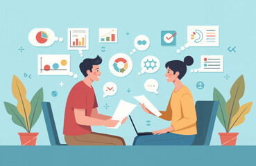 Young designers brainstorming ideas in a modern office space  