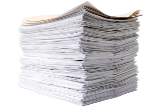 Huge Stack of Papers High-Resolution Image Isolated on Transparent Background, documents, paperwork, paperwork, documents, archive