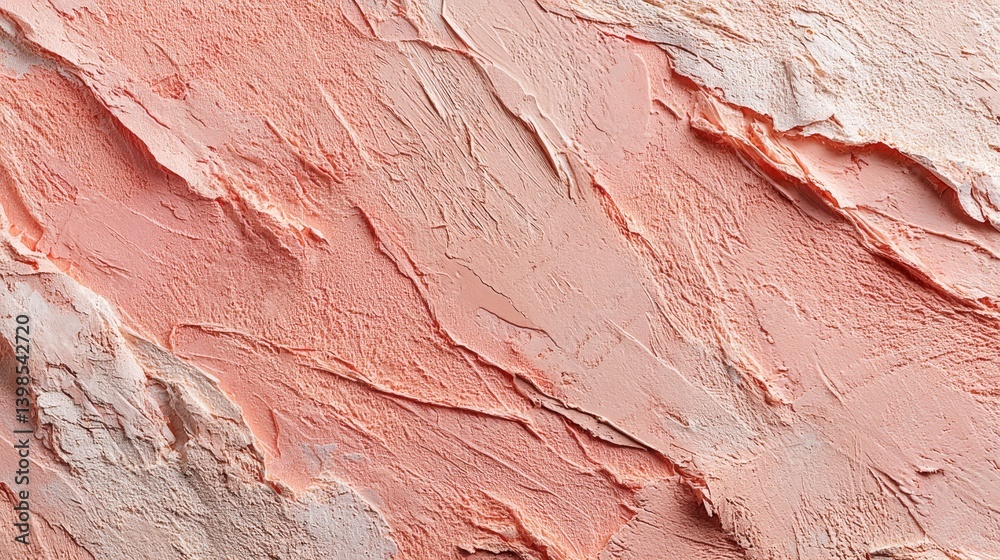 Poster close-up view of a blush-toned wall showcasing uneven plaster texture illuminated by natural light, 