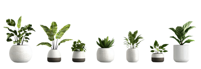 7 Potted Plants, 3D Render, Isolated on Transparent Background, Home Decor, Tropical Plants, Houseplants, Potted Plants, 3D Model