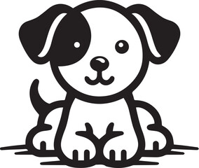Black & White Puppy Dog Vector