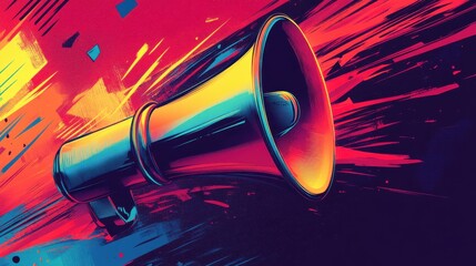 Amplified Voice: A vibrant illustration of a megaphone, symbolizing announcements, calls to action, and the power of communication. Perfect for projects that demand attention! 