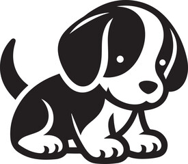 Black & White Puppy Dog Vector