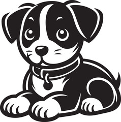 Black & White Puppy Dog Vector