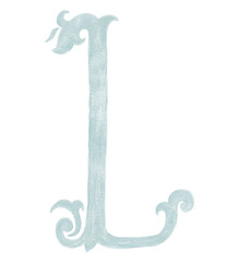 Watercolor Illustration of Vintage Letter and Monogram