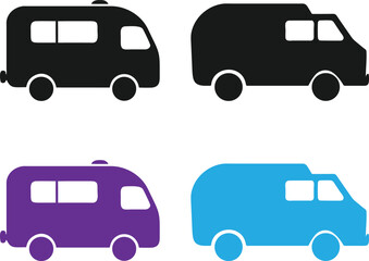Camper Van Silhouette Vector. Vintage Camper Van Silhouette. RV Van Vector Silhouette. 