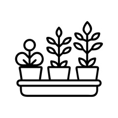 Seedling growth stages in pots vector icon illustration for gardening and agriculture concept