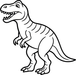Tyrannosaurus Dinosaur Line Art  in Black and White