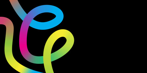 Abstract Colorful wave Lines Background. Vibrant Spiral wave Design on black Background. Line. Gradient.