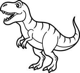 Tyrannosaurus Dinosaur Line Art  in Black and White