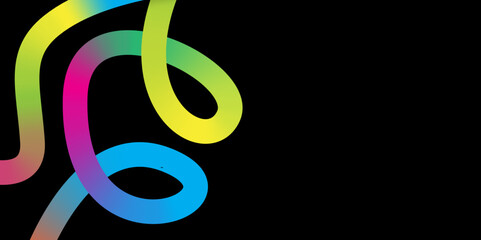 Abstract Colorful wave Lines Background. Vibrant Spiral wave Design on black Background. Line. Gradient.
