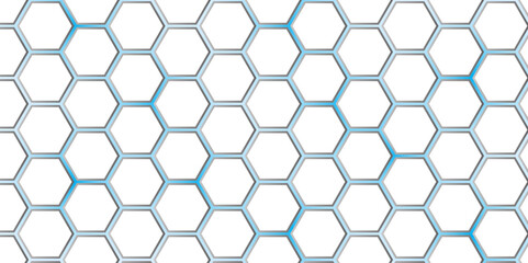 Abstract Hexagon white background, blue light and shadow. Abstract background design with white hexagon and blue light. Abstract. Hexagon. Vector.
