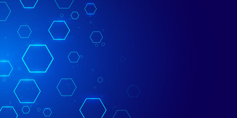 Fototapeta premium Abstract Blue Technology Background with Hexagonal Shapes. Abstract technology background. Vector. Hexagon.