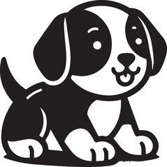 Black & White Puppy Dog Vector