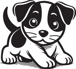 Black & White Puppy Dog Vector