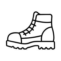 Hiking boot outline vector illustration for outdoor adventure and footwear design projects use cases