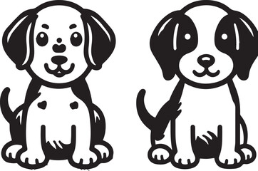 Black & White Puppy Dog Vector